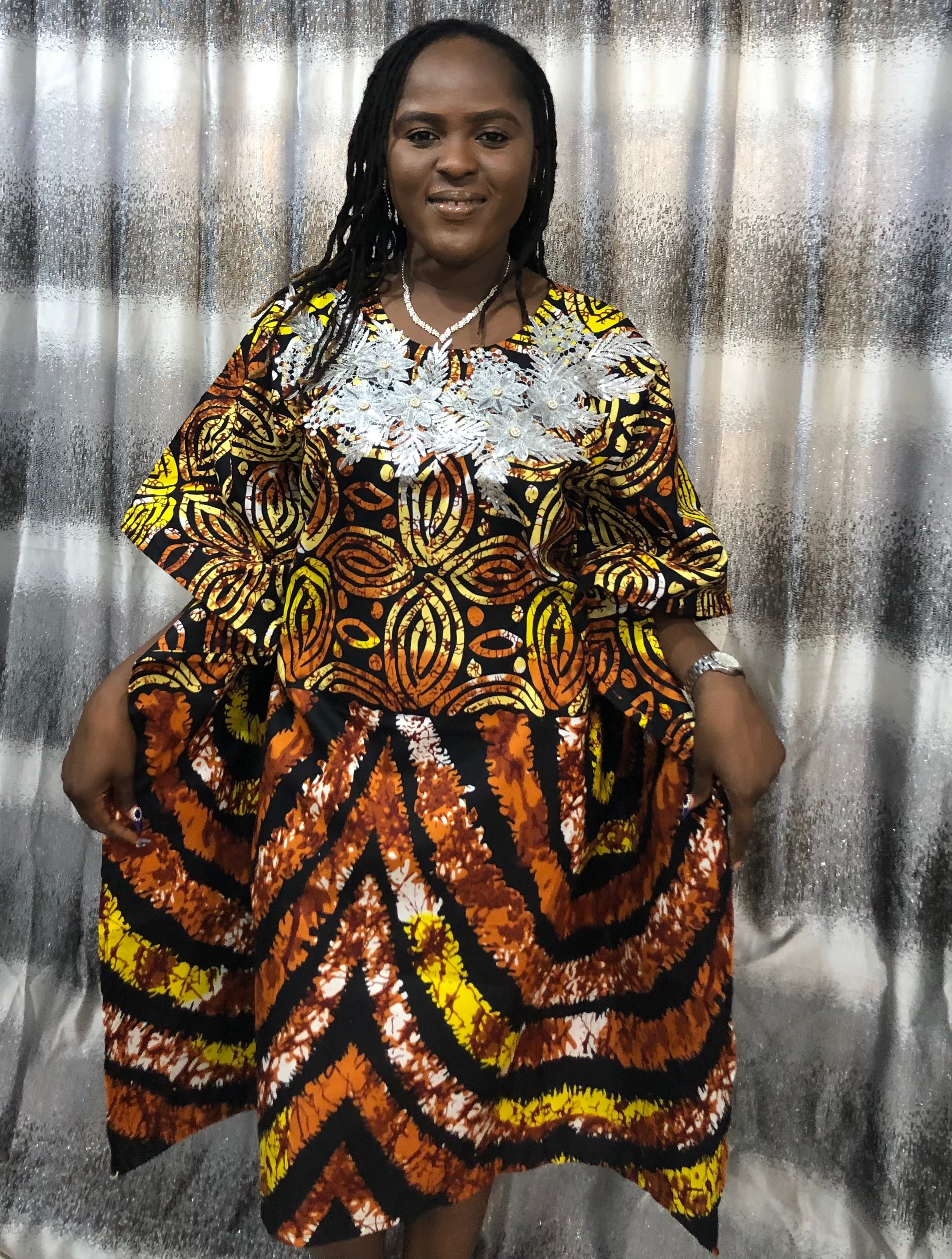 African Print Kaftan Dress, Moroccan bubu Kaftans, Nigerian Bubu, Moo-Moo Dress, Ankara Kaftans. (Short/knee Length)