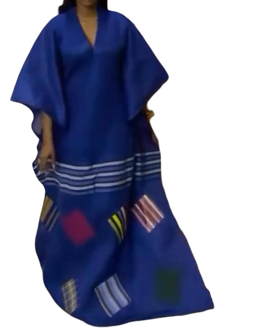 Elegant Mikado Boubou Dress: Bubu kaftan with Aso Oke Pattern, Nigerian Kaftan, Mixed Color Patchwork, Danshiki, Jalabia, Maxi Dress, Boubou Gown. Mikado Bubu With Aso Oke Design.