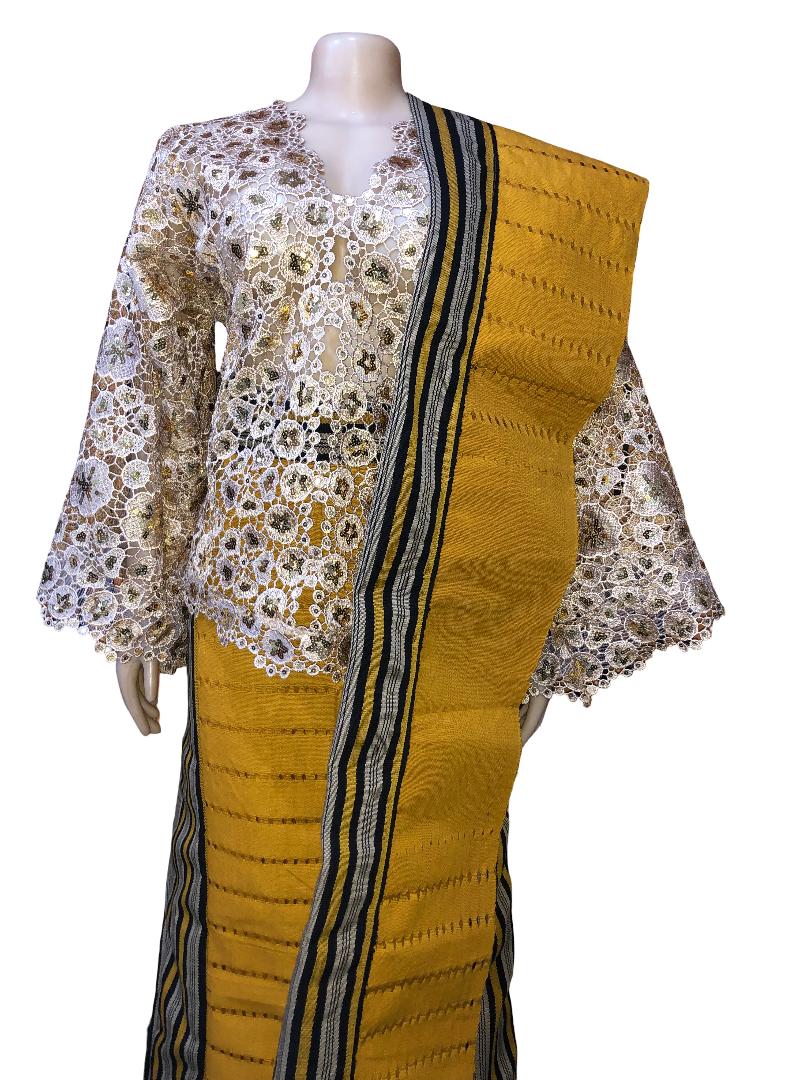 Luxury African Lace Infused Party Outfit with Gele/Headgear | Women Traditional Suit| Wedding Suit| Engagement Outfit| African Women Clothing| Aso Ebi Fashion Outfit