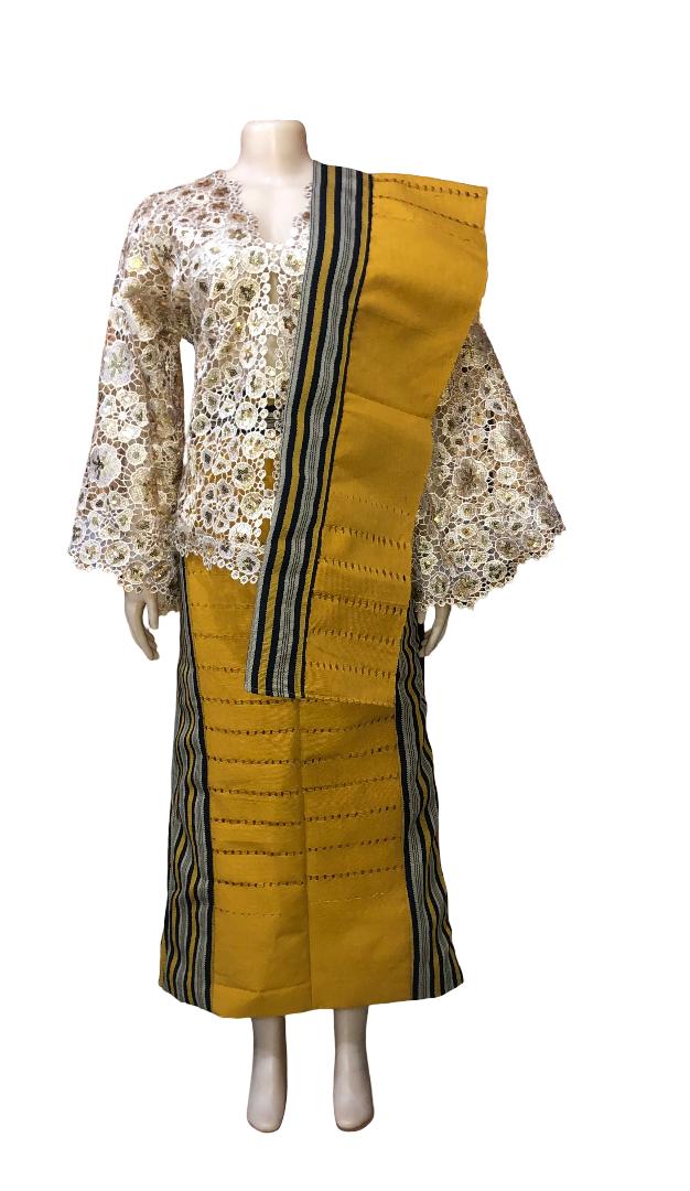 Luxury African Lace Infused Party Outfit with Gele/Headgear | Women Traditional Suit| Wedding Suit| Engagement Outfit| African Women Clothing| Aso Ebi Fashion Outfit