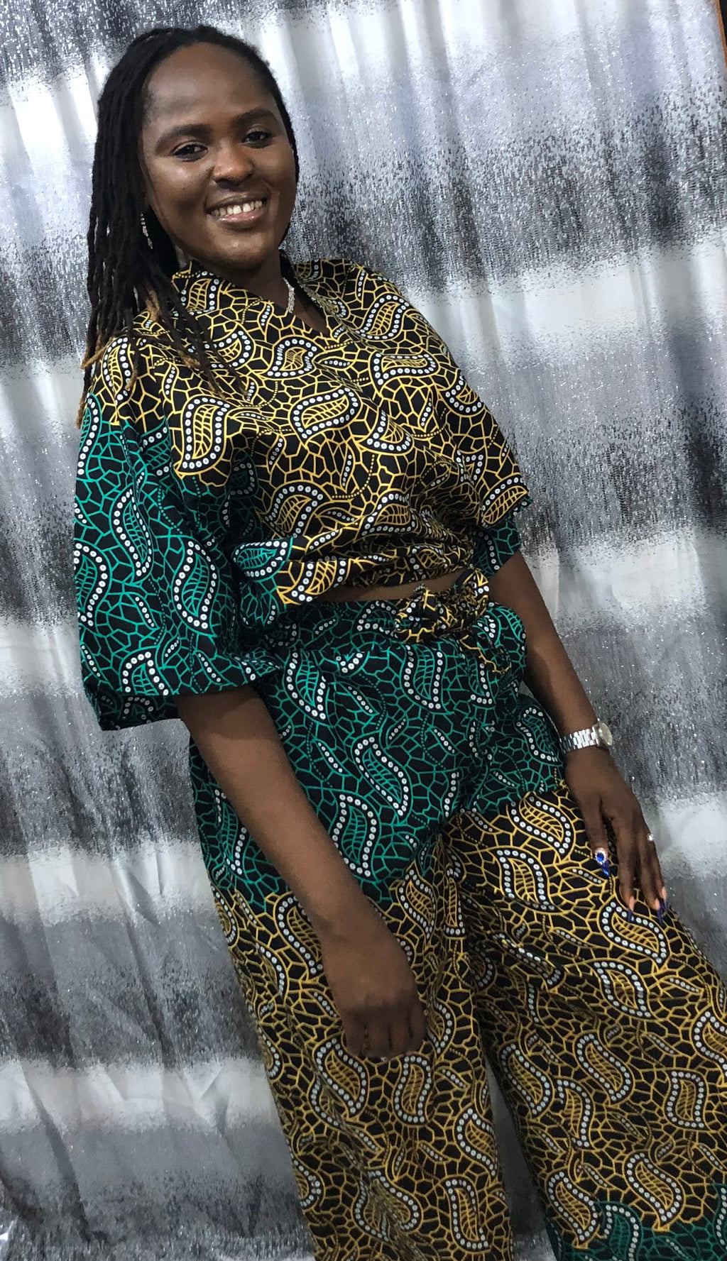 Ankara Two Piece Set: African Print Crop Top & Wide Leg Pants      Ankara two piece set, African print pants, Ankara crop top and pants, African print tops, Ankara wide leg pants, Ankara palazzo pant and top