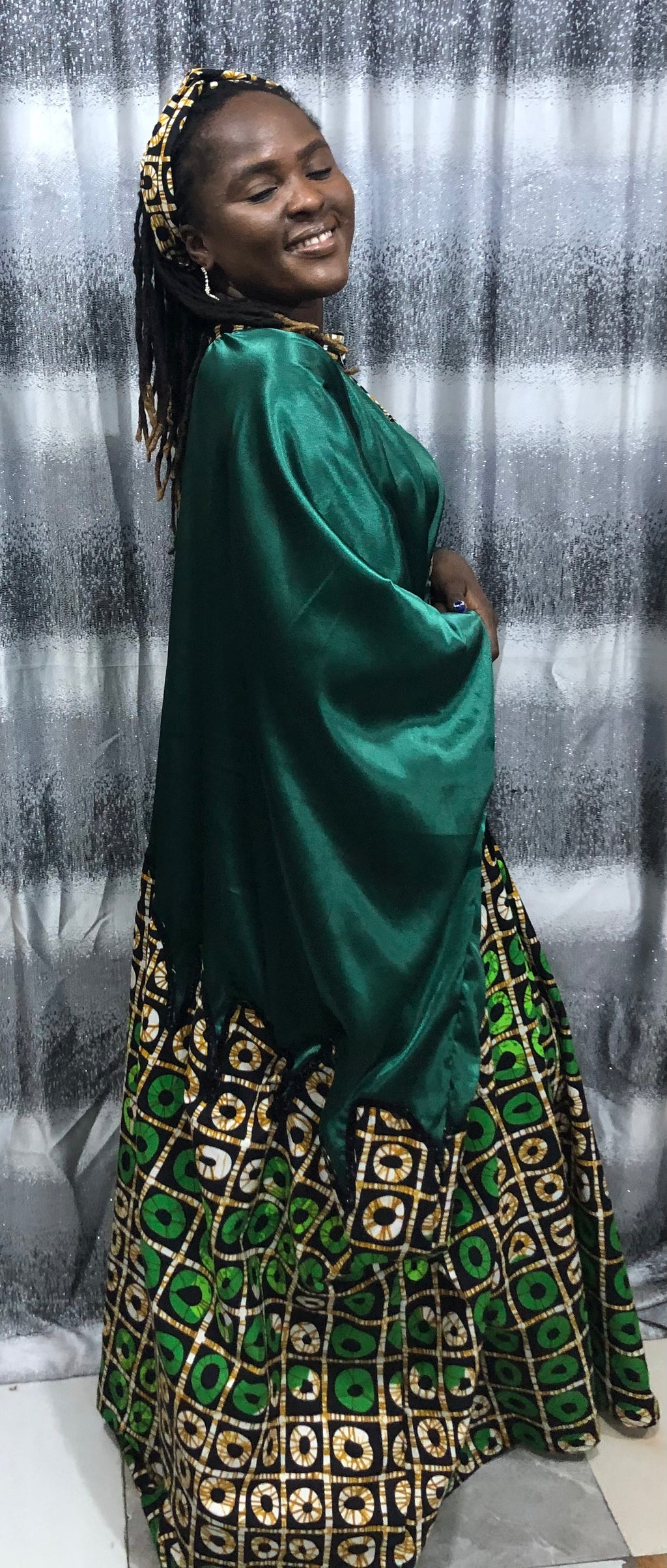 African Bubu Dress | Nigerian Kaftan Outfit | Rich Auntie Style | Wedding Guest, Brunch, Birthday, Everyday Wear | Ankara Maxi Dress | Rich Auntie Luxury Moo-Moo with Matching Headbands.