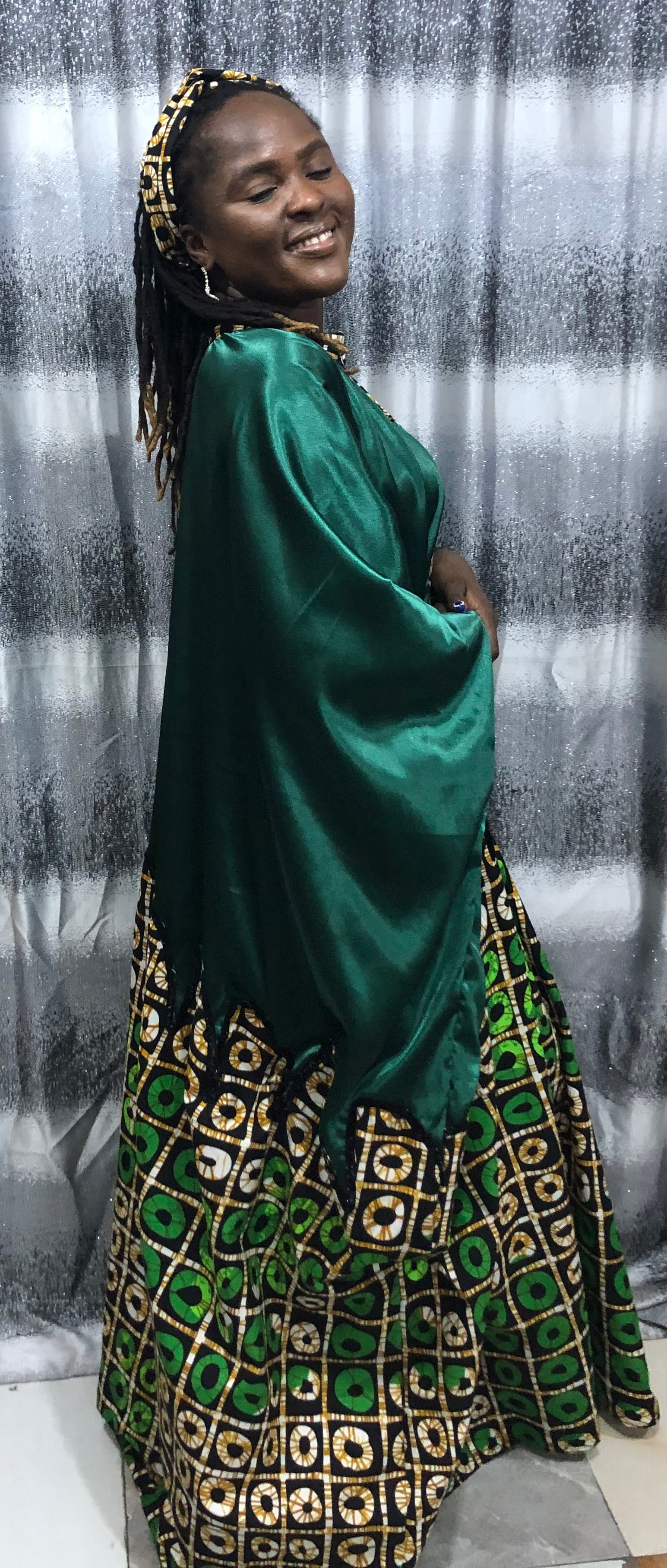 African Bubu Dress | Nigerian Kaftan Outfit | Rich Auntie Style | Wedding Guest, Brunch, Birthday, Everyday Wear | Ankara Maxi Dress | Rich Auntie Luxury Moo-Moo with Matching Headbands.