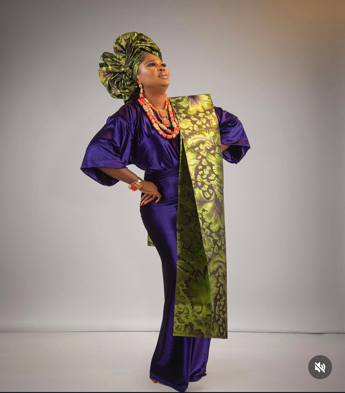Velvet Iro and Buba set, royal purple, classic aso ebi outfit, Yoruba dress