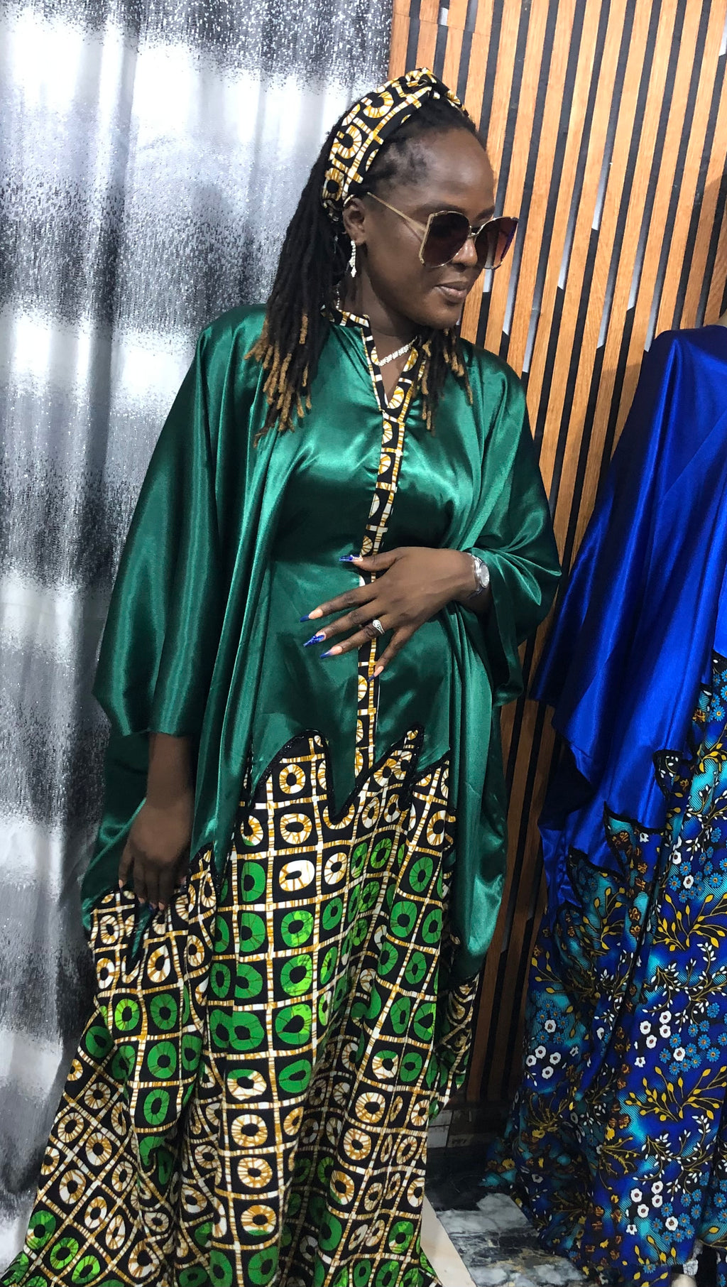 African Bubu Dress | Nigerian Kaftan Outfit | Rich Auntie Style | Wedding Guest, Brunch, Birthday, Everyday Wear | Ankara Maxi Dress | Rich Auntie Luxury Moo-Moo with Matching Headbands.