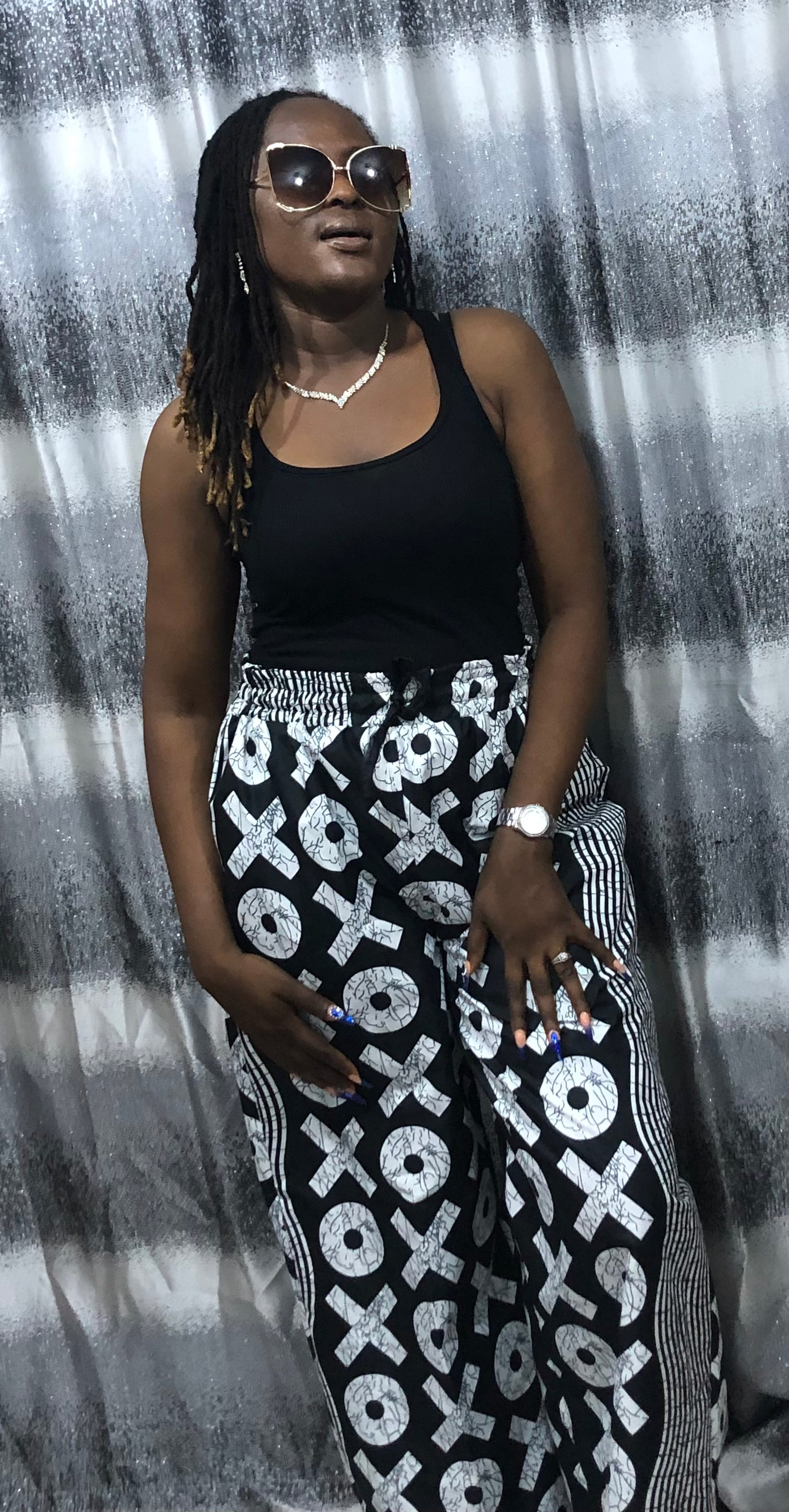 Ankara Full-Length Trousers | Elastic Waist Cotton Pants | Nigerian Wax Fabric | African Palazzo Pants – Wide Leg Ankara Trousers – Ready to Wear High Waist Pants