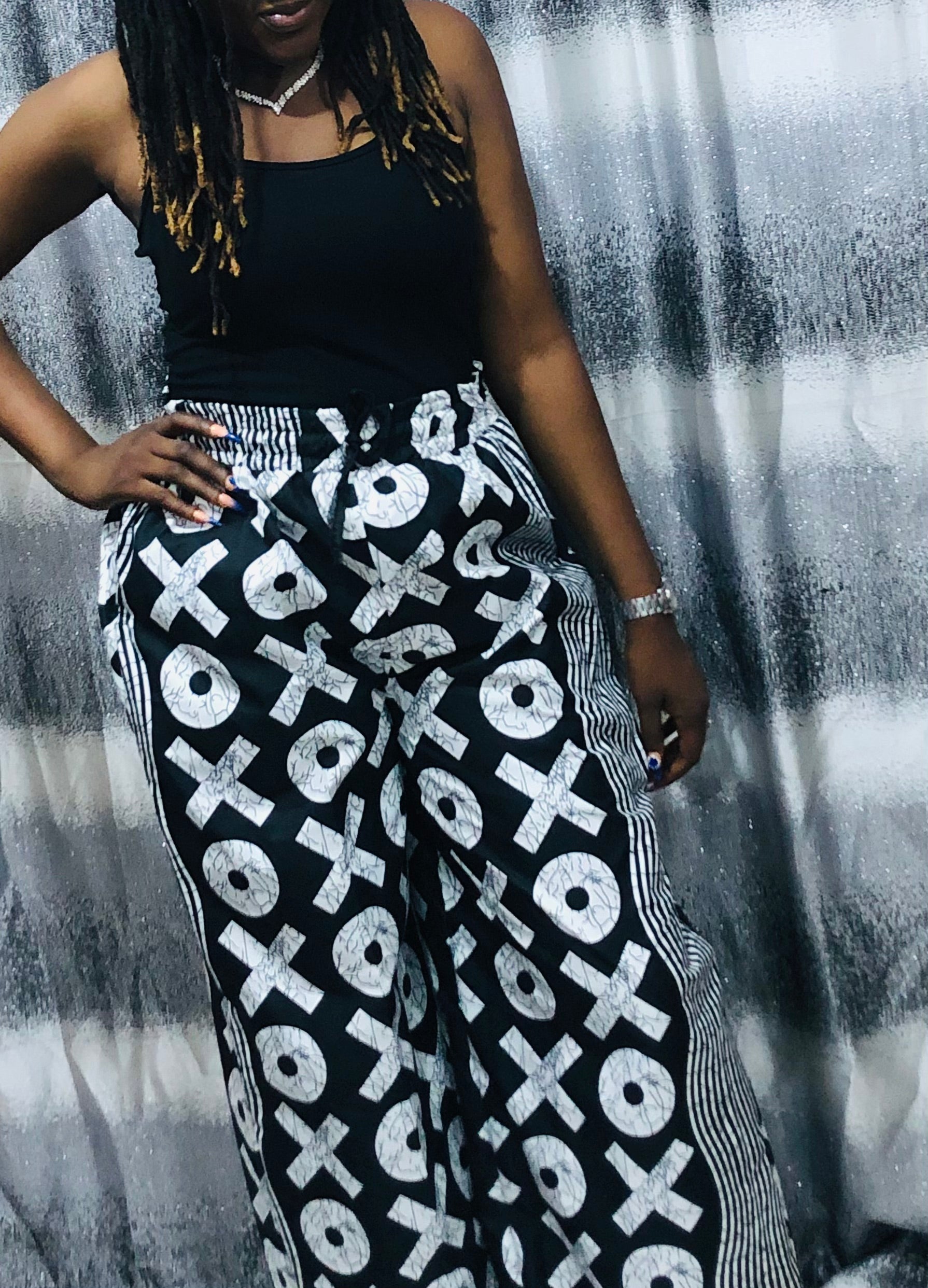 Ankara Full-Length Trousers | Elastic Waist Cotton Pants | Nigerian Wax Fabric | African Palazzo Pants – Wide Leg Ankara Trousers – Ready to Wear High Waist Pants