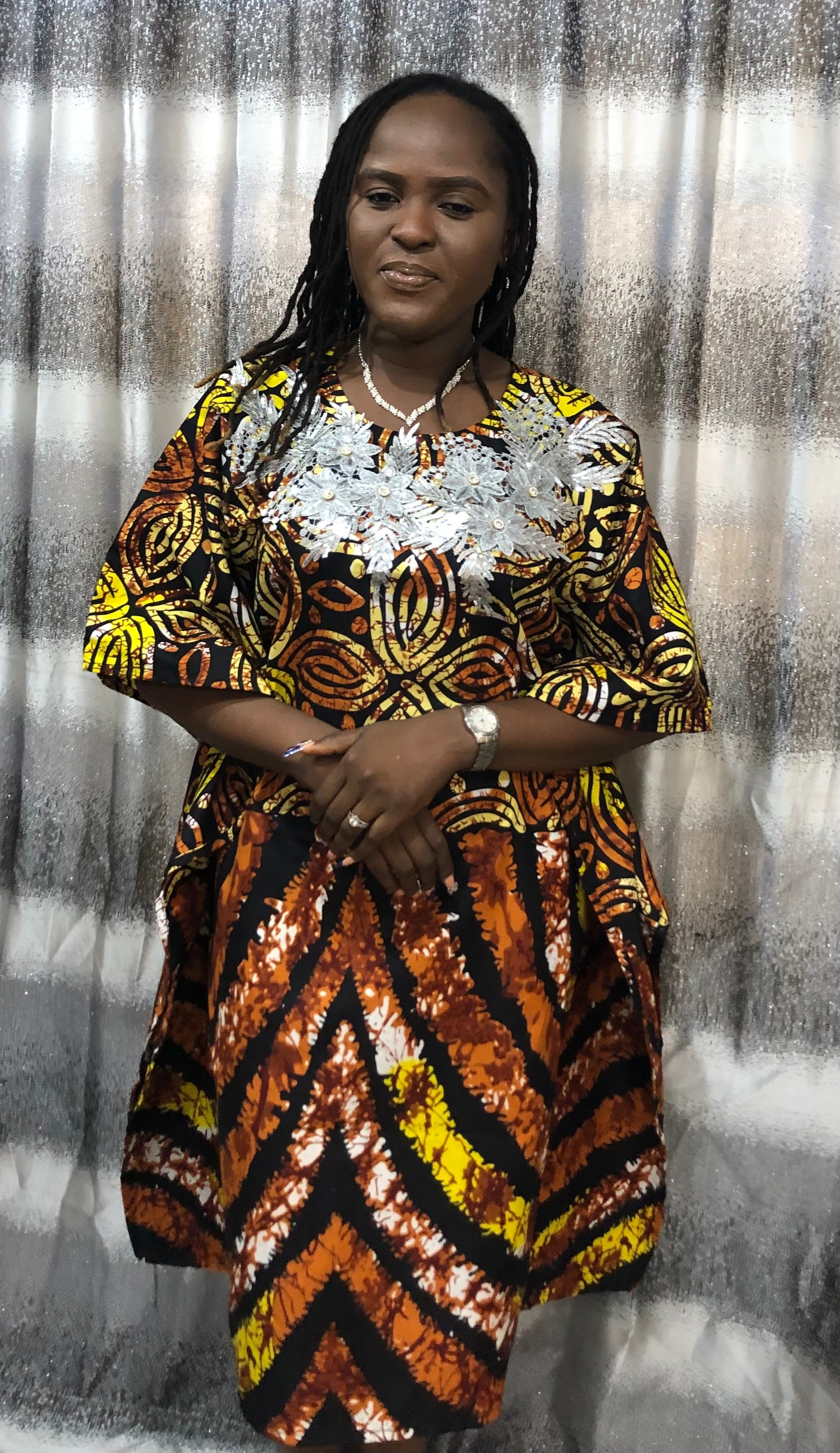 African Print Kaftan Dress, Moroccan bubu Kaftans, Nigerian Bubu, Moo-Moo Dress, Ankara Kaftans. (Short/knee Length)