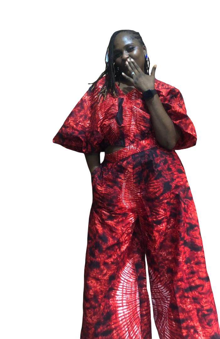 Ankara Two Piece Set: African Print Crop Top & Wide Leg Pants      Ankara two piece set, African print pants, Ankara crop top and pants, African print tops, Ankara wide leg pants, Ankara palazzo pant and top