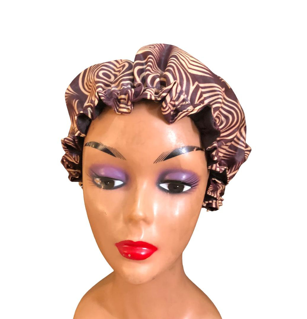Kids Ankara Bonnet Cap/Double Layered Bonnet /Ruffles Cap/Children's Ankara Bonnet: Handmade Cotton-Lined Ruffled Headwrap, Kids Ankara Handmade African Print Sleep Cap for Children |Cotton-Lined Hair Protection, African Print Elastic Protective Baby Cap.