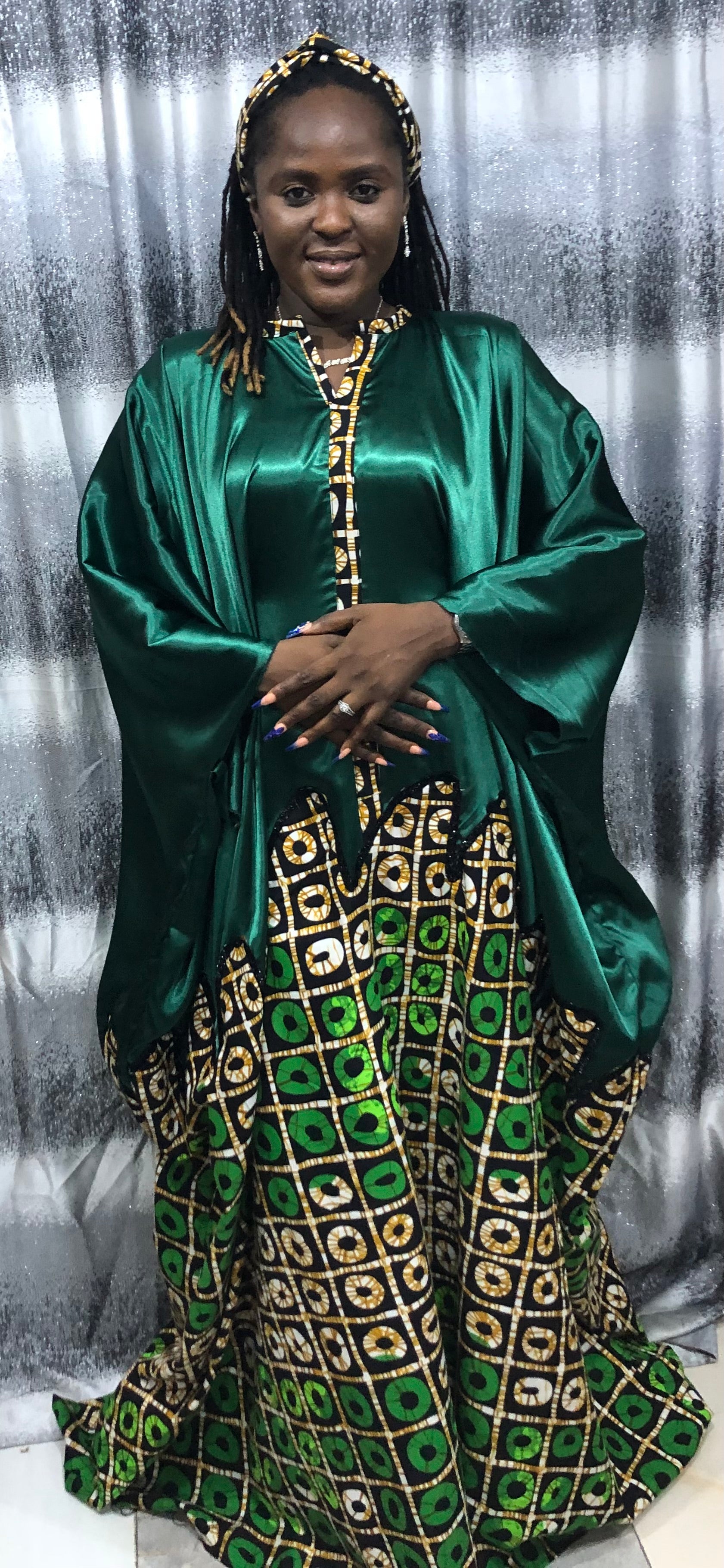 African Bubu Dress | Nigerian Kaftan Outfit | Rich Auntie Style | Wedding Guest, Brunch, Birthday, Everyday Wear | Ankara Maxi Dress | Rich Auntie Luxury Moo-Moo with Matching Headbands.