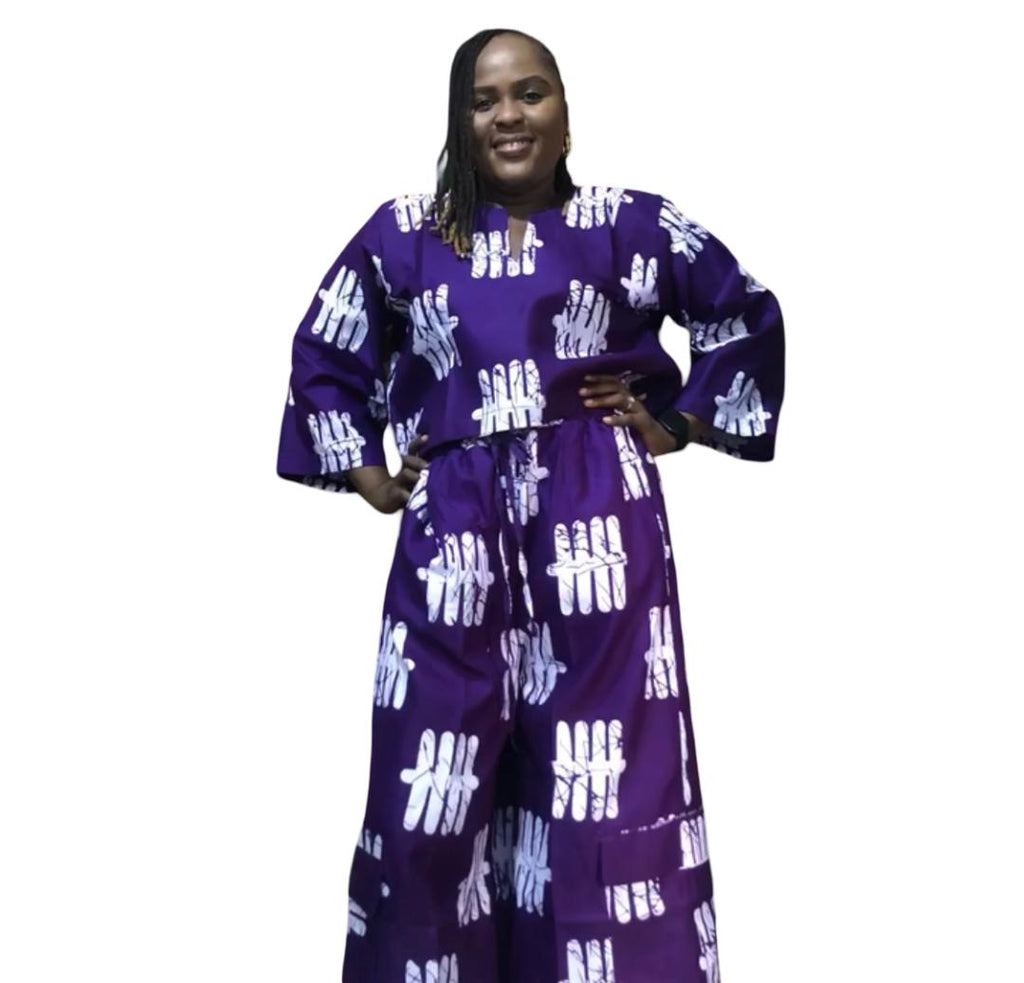 Ankara Two Piece Set: African Print Crop Top & Wide Leg Pants      Ankara two piece set, African print pants, Ankara crop top and pants, African print tops, Ankara wide leg pants, Ankara palazzo pant and top