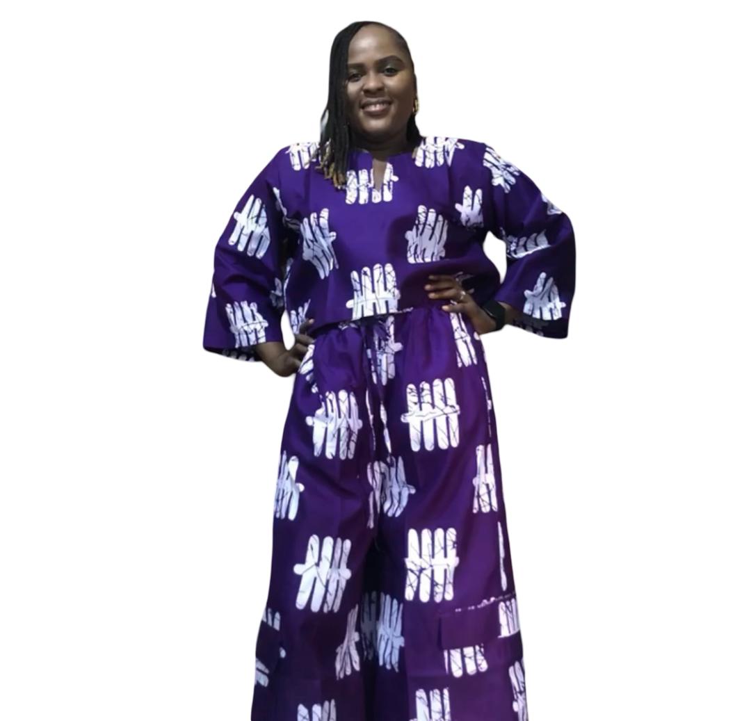Ankara Two Piece Set: African Print Crop Top & Wide Leg Pants      Ankara two piece set, African print pants, Ankara crop top and pants, African print tops, Ankara wide leg pants, Ankara palazzo pant and top