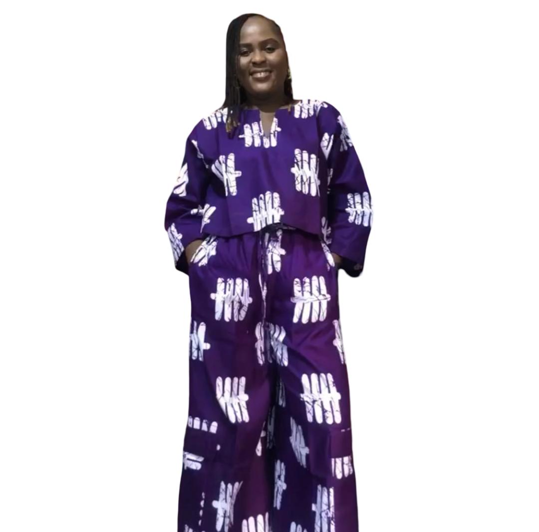 Ankara Two Piece Set: African Print Crop Top & Wide Leg Pants      Ankara two piece set, African print pants, Ankara crop top and pants, African print tops, Ankara wide leg pants, Ankara palazzo pant and top