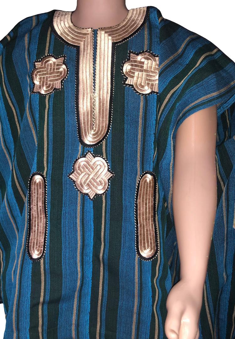 African couples Aso Oke outfits, 1 piece for men(Danshiki Top only) and Bubu / Moo-Moo / Kaftan for Women, African Mens and Women’s Wear, African men and women sets, African Handmade Aso oke