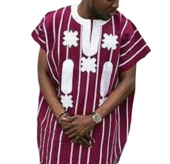 1 Piece African Aso Oke for Men (Danshiki Top only)Festival Suit Gift for Him African Attire Traditional Dashiki Men's Wedding Clothing Vintage Costume, Handmade African Aso Oke.
