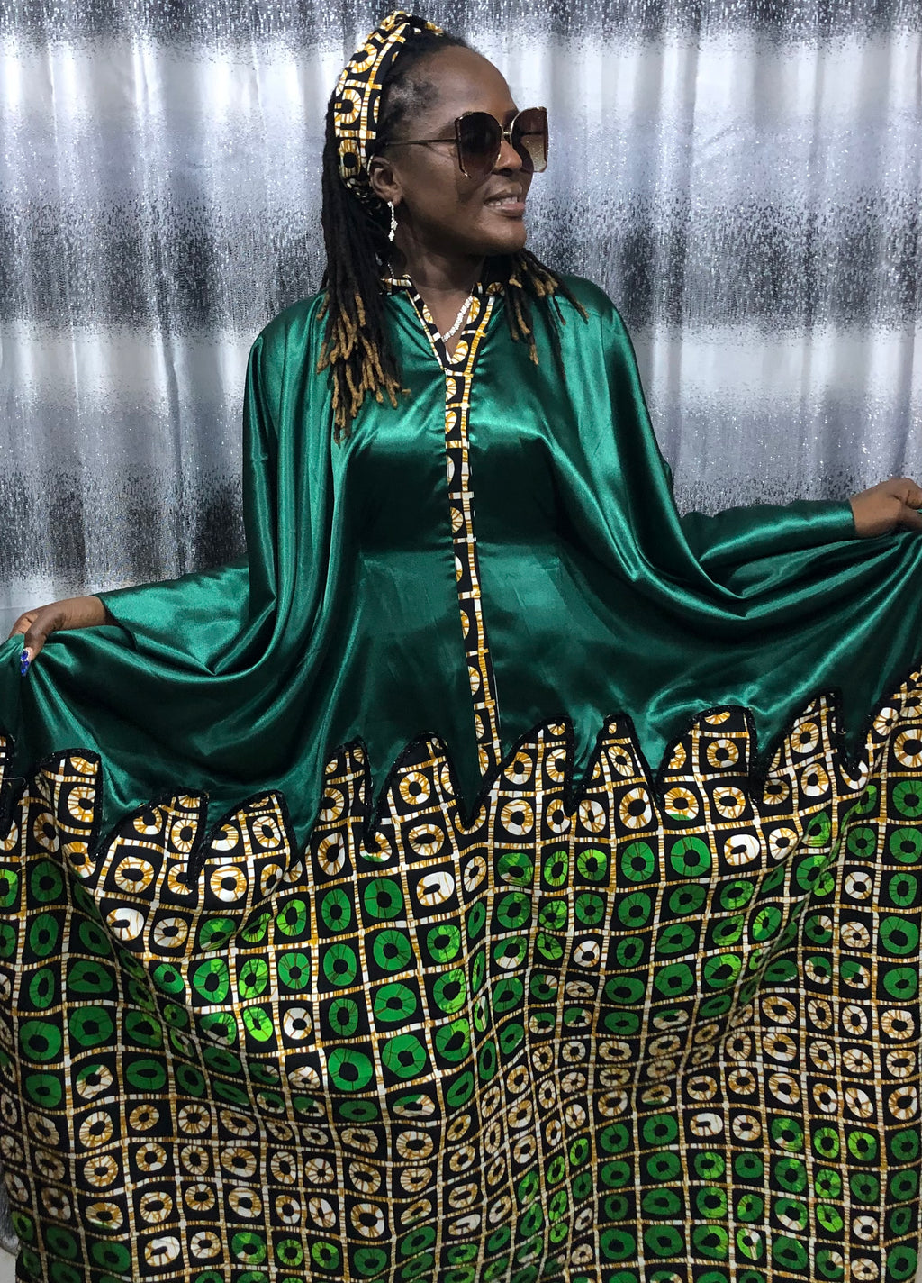 African Bubu Dress | Nigerian Kaftan Outfit | Rich Auntie Style | Wedding Guest, Brunch, Birthday, Everyday Wear | Ankara Maxi Dress | Rich Auntie Luxury Moo-Moo with Matching Headbands.