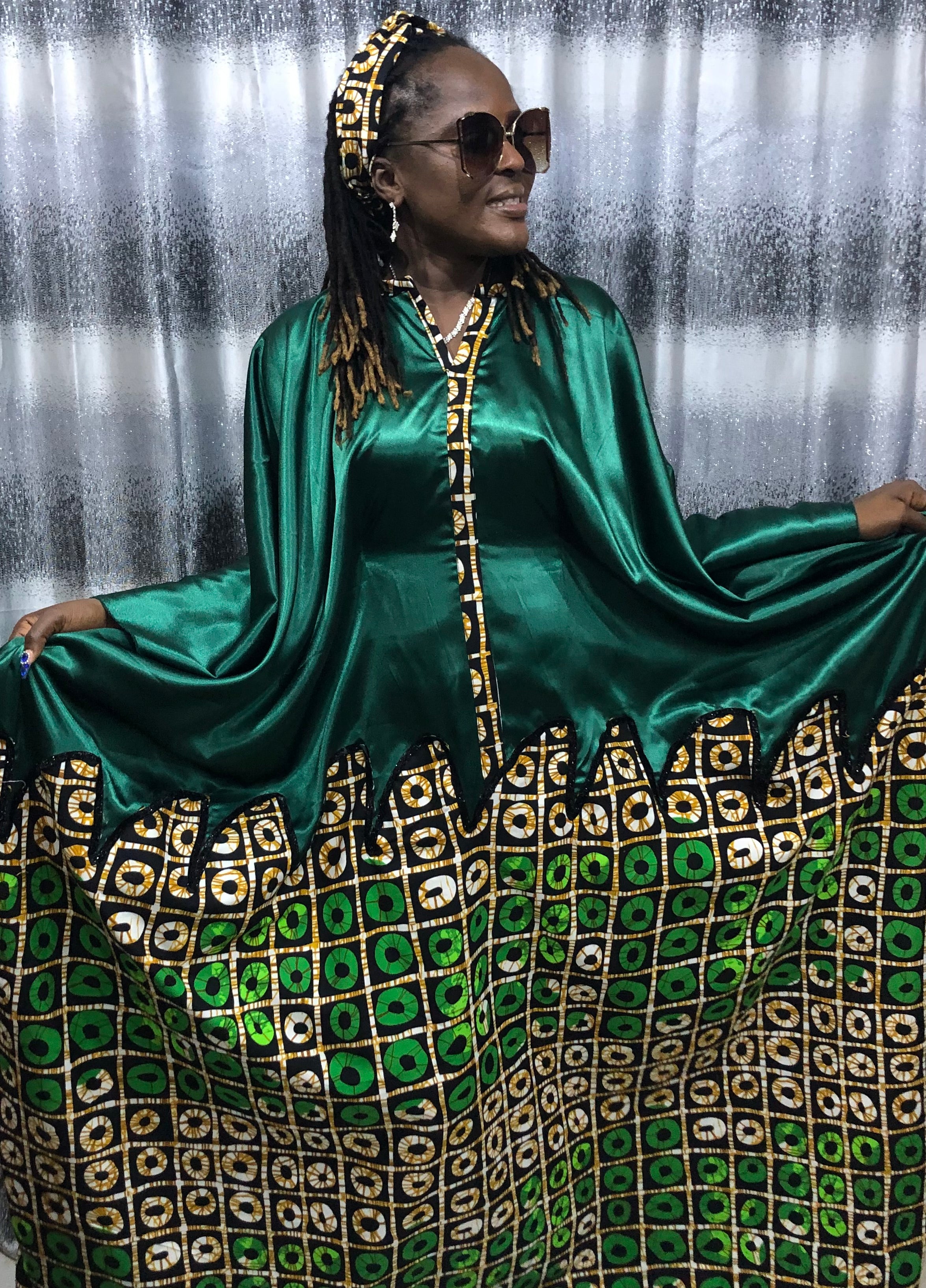 African Bubu Dress | Nigerian Kaftan Outfit | Rich Auntie Style | Wedding Guest, Brunch, Birthday, Everyday Wear | Ankara Maxi Dress | Rich Auntie Luxury Moo-Moo with Matching Headbands.
