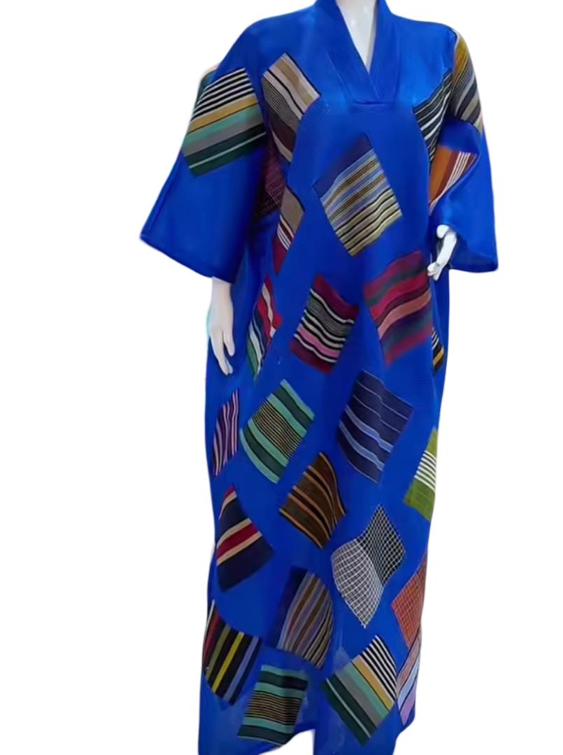 Elegant Mikado Boubou Dress: Bubu kaftan with Aso Oke Pattern, Nigerian Kaftan, Mixed Color Patchwork, Danshiki, Jalabia, Maxi Dress, Boubou Gown. Mikado Bubu With Aso Oke Design.