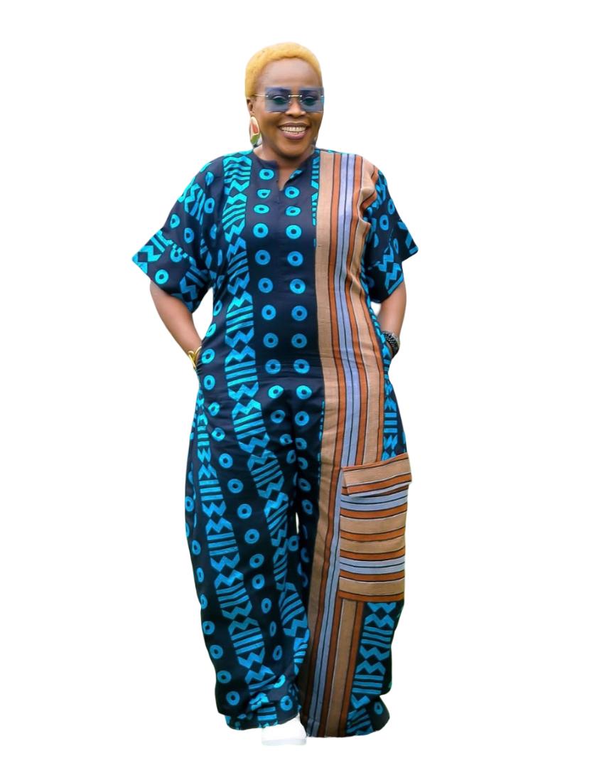 Vibrant Ankara African Print Jumpsuit With Aso Oke Pattern | Ankara One Piece Outfit – Ready to Wear Wide Leg Jumpsuit | African Print Jumpsuit, Ankara Jumpsuit, Women’s Boiler Suit, Ankara Romper, Harem Jumpsuit        Mud Cloth Print Dungaree