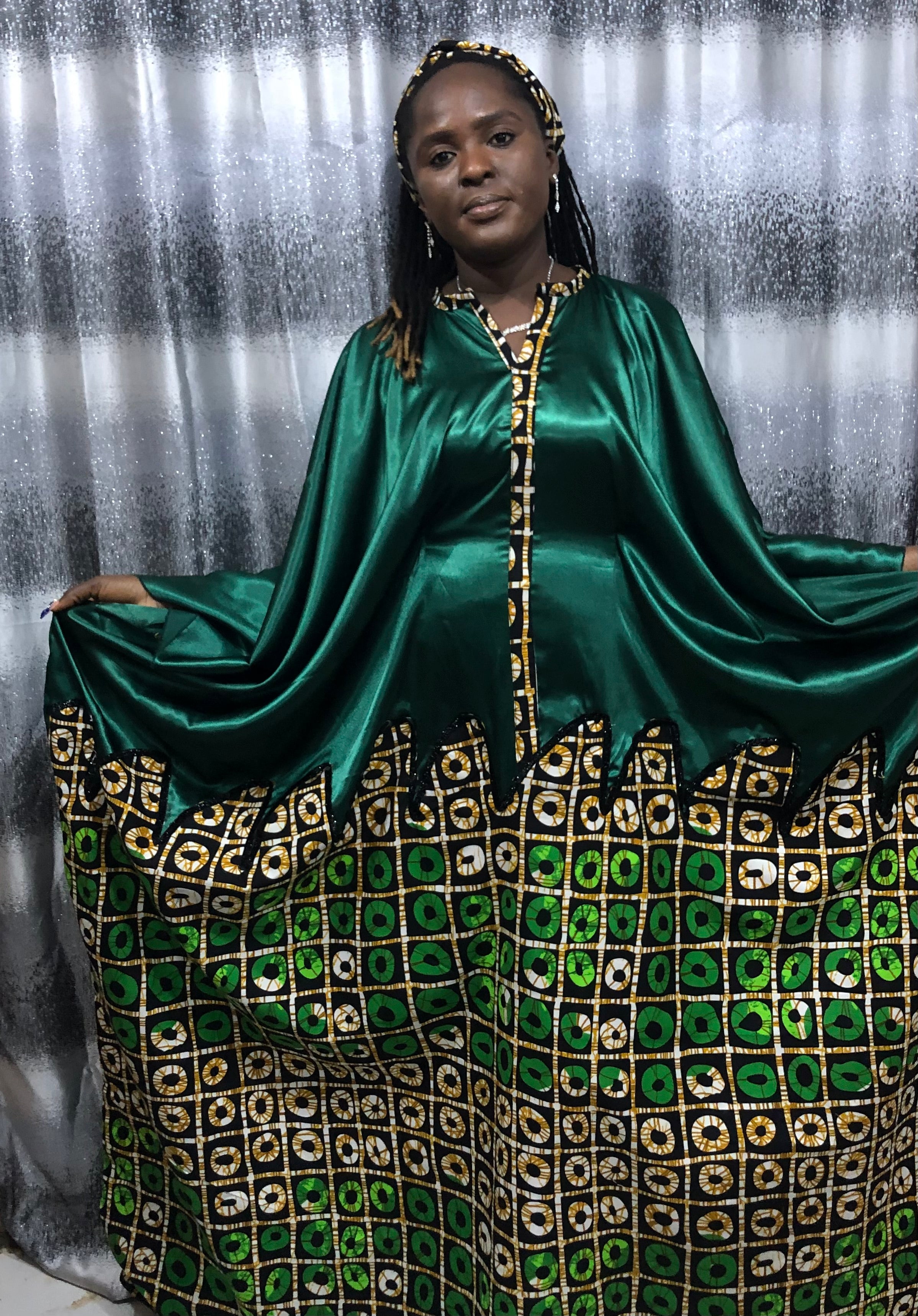 African Bubu Dress | Nigerian Kaftan Outfit | Rich Auntie Style | Wedding Guest, Brunch, Birthday, Everyday Wear | Ankara Maxi Dress | Rich Auntie Luxury Moo-Moo with Matching Headbands.