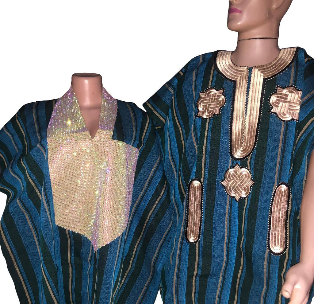 African couples Aso Oke outfits, 1 piece for men(Danshiki Top only) and Bubu / Moo-Moo / Kaftan for Women, African Mens and Women’s Wear, African men and women sets, African Handmade Aso oke