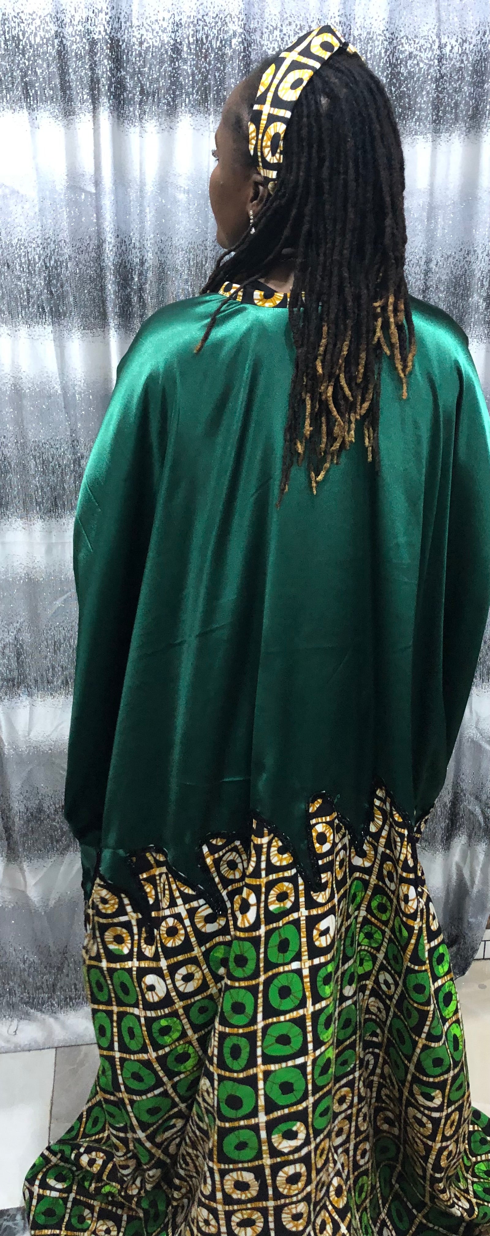 African Bubu Dress | Nigerian Kaftan Outfit | Rich Auntie Style | Wedding Guest, Brunch, Birthday, Everyday Wear | Ankara Maxi Dress | Rich Auntie Luxury Moo-Moo with Matching Headbands.