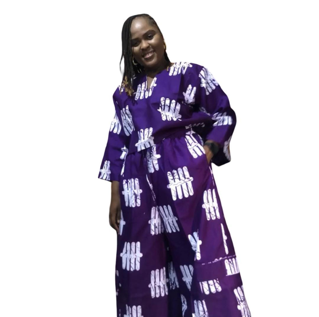 Ankara Two Piece Set: African Print Crop Top & Wide Leg Pants      Ankara two piece set, African print pants, Ankara crop top and pants, African print tops, Ankara wide leg pants, Ankara palazzo pant and top