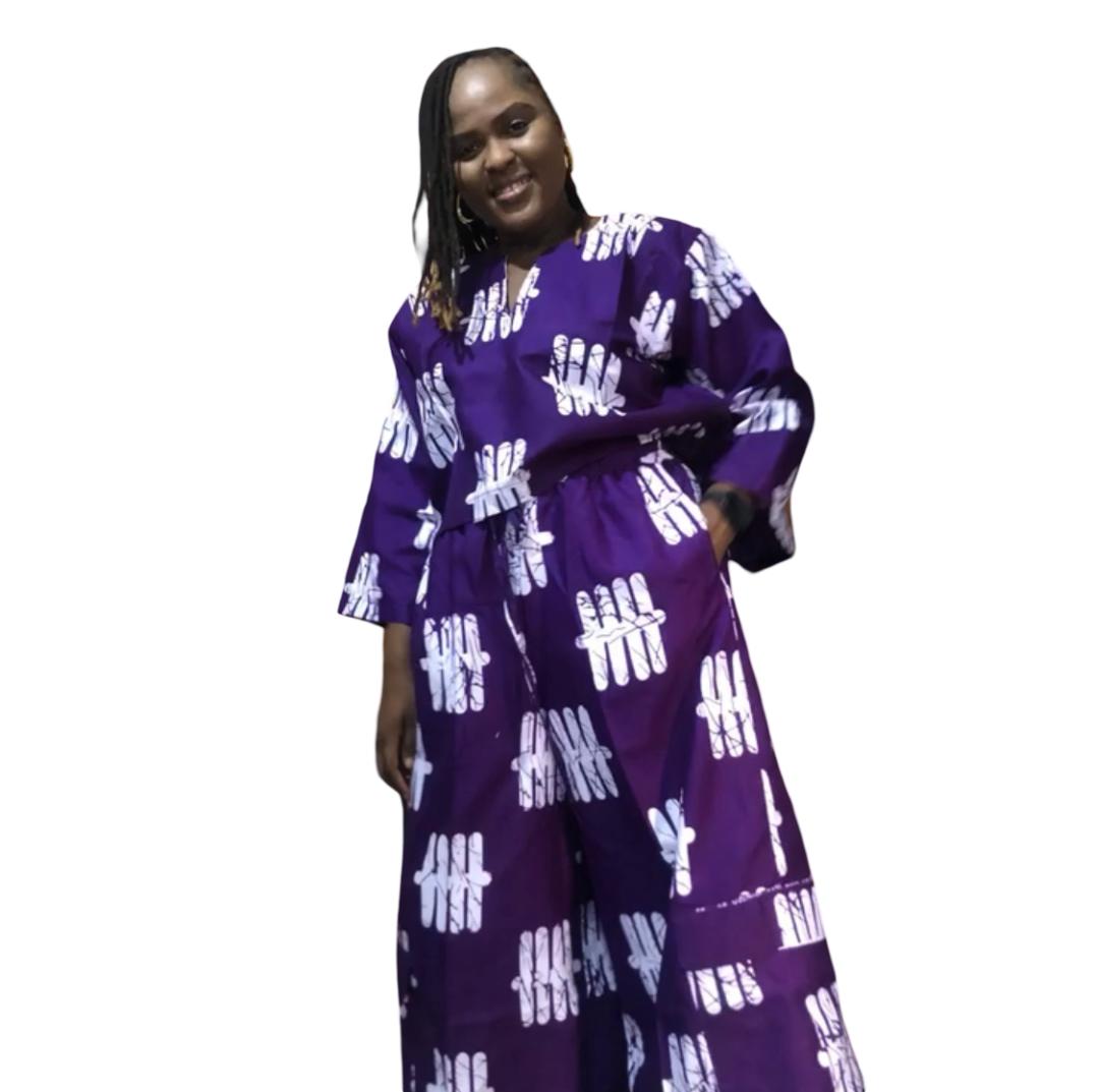 Ankara Two Piece Set: African Print Crop Top & Wide Leg Pants      Ankara two piece set, African print pants, Ankara crop top and pants, African print tops, Ankara wide leg pants, Ankara palazzo pant and top