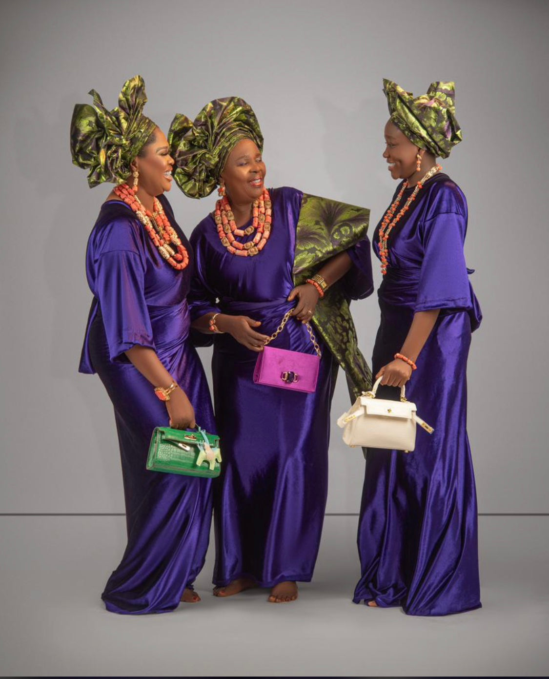 Velvet Iro and Buba set, royal purple, classic aso ebi outfit, Yoruba dress