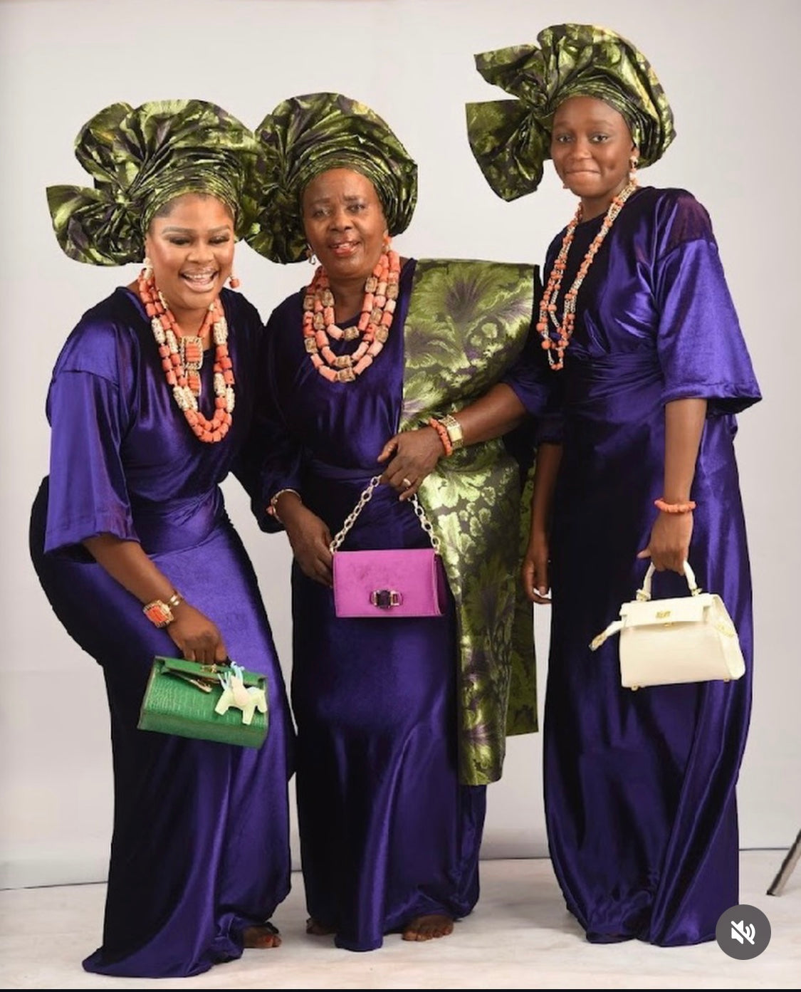 Velvet Iro and Buba set, royal purple, classic aso ebi outfit, Yoruba dress