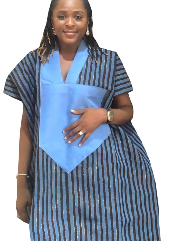 Aso Oke Bubu / Handmade African Print Boubou / Kaftan / Moo-Moo fits, Aso Oke Boubou Dress: Handmade Nigerian Kaftan, One size fits all